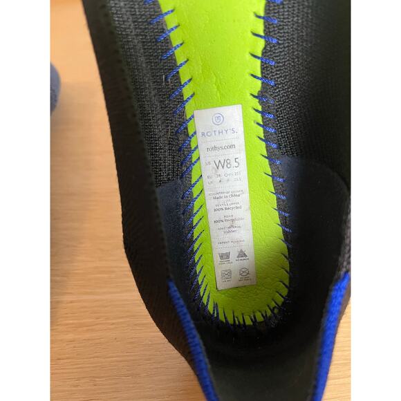 Rothy's | Size 8.5 The Point Flats Black with Blue Trim Slip-On - Picture 4 of 8